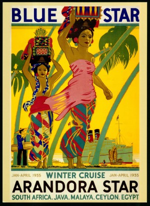 Blue star Winter Cruise vintage travel poster